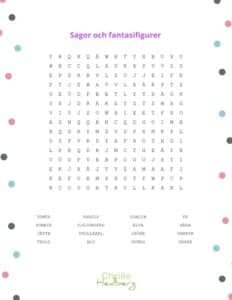 Ordjakt för barn, tema sagor & fantasifigurer sida 1