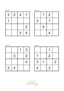 Sudoku 4x4 nr 10 sida 1