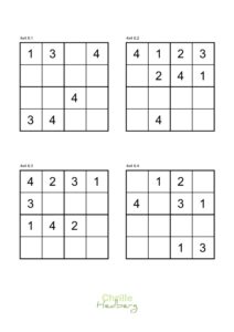Sudoku 4x4 nr 6 sida 1