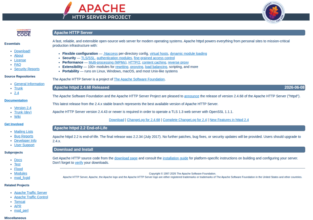 Projektsidan för Apache HTTP Server