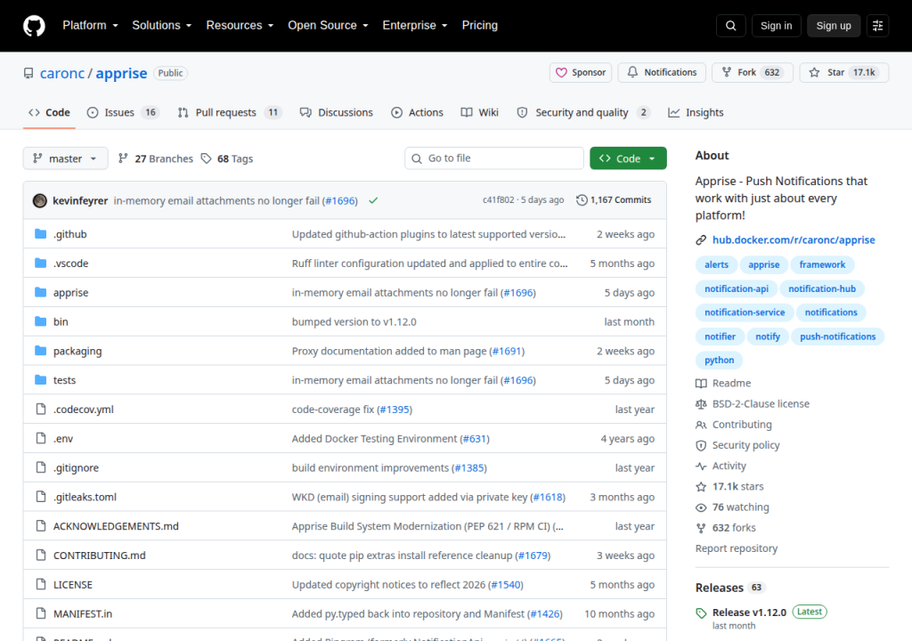 Projektsidan för Apprise