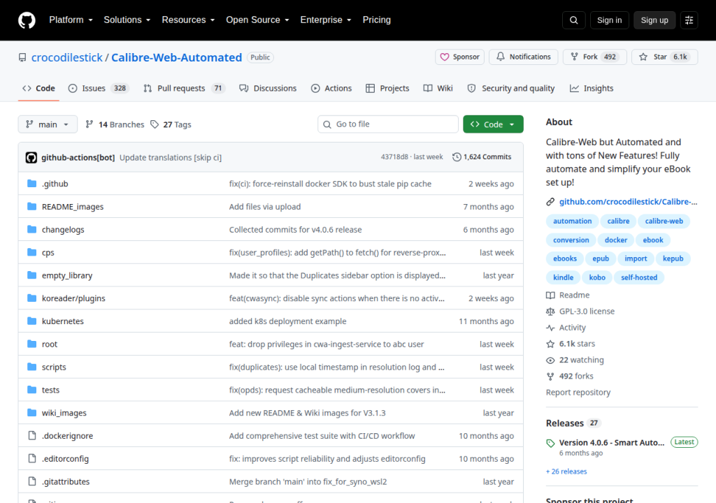 Projektsidan för Calibre-Web Automated