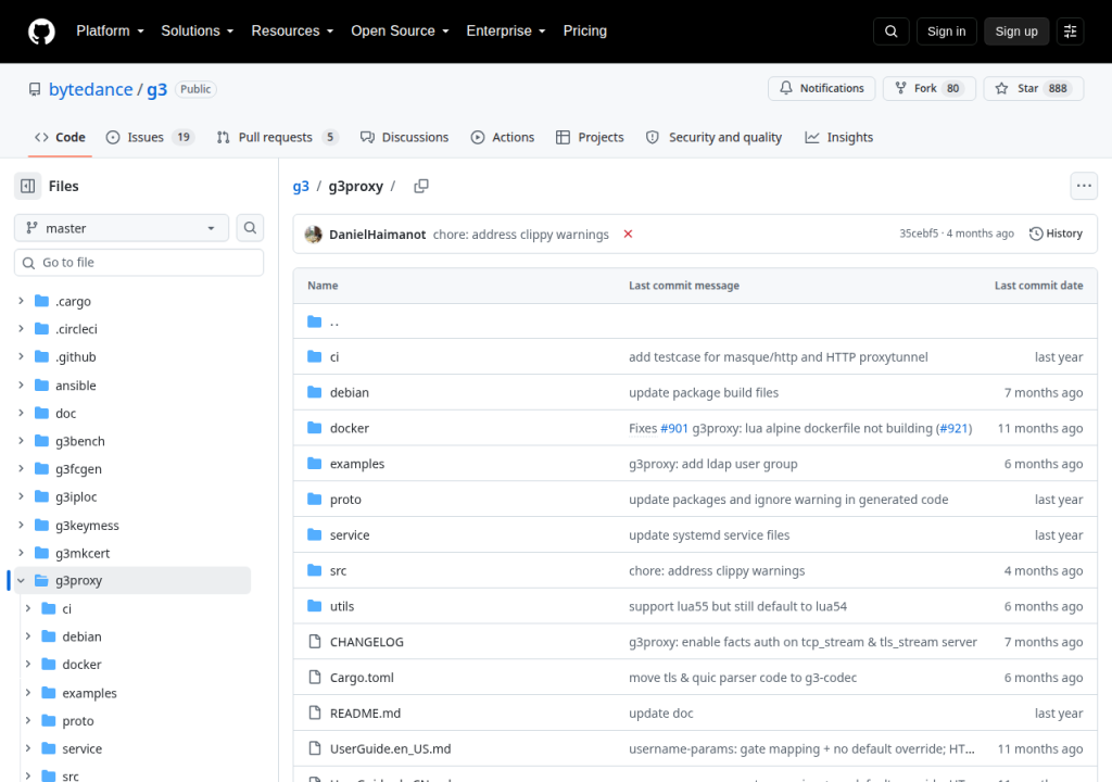 Projektsidan för g3proxy