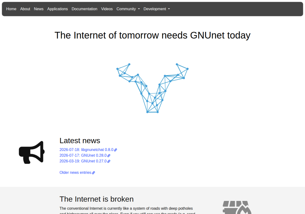 Projektsidan för GNUnet