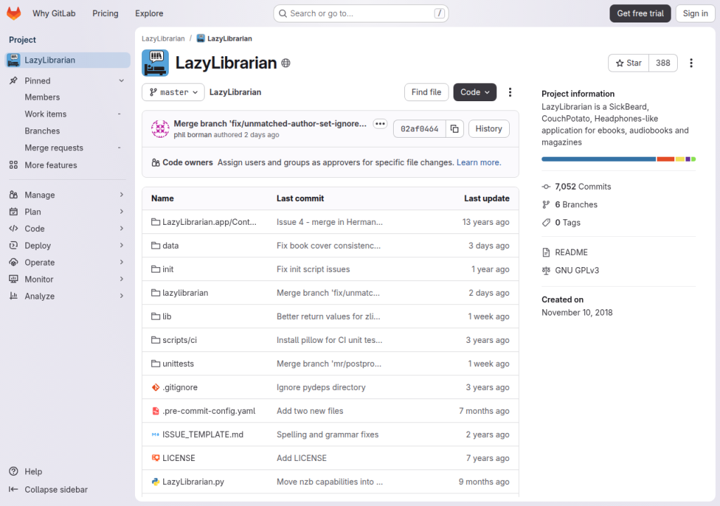 Projektsidan för LazyLibrarian