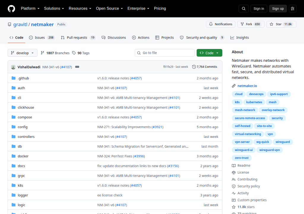 Projektsidan för Netmaker