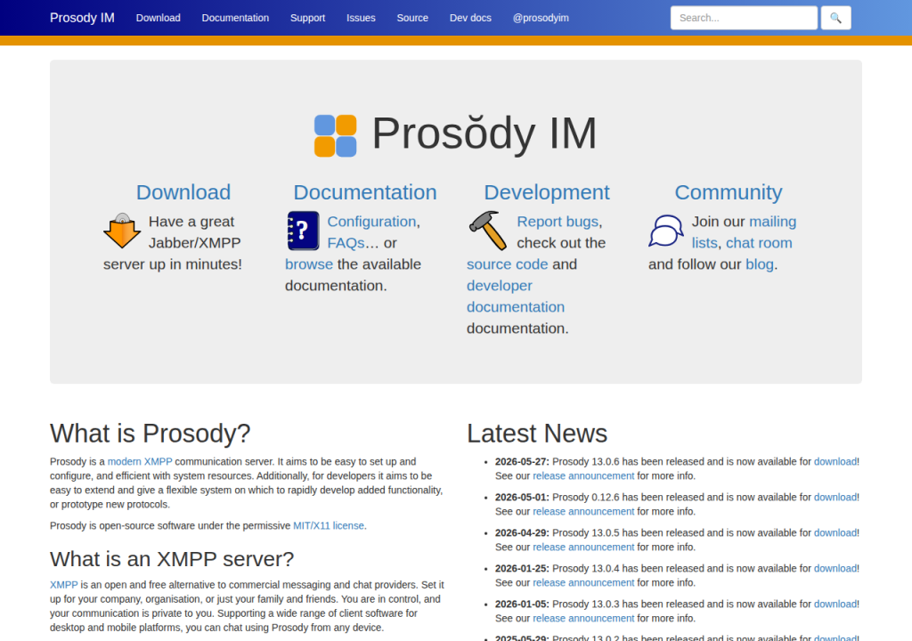 Projektsidan för Prosody IM