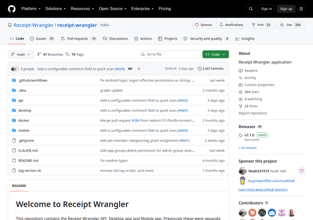 Projektsidan för Receipt Wrangler
