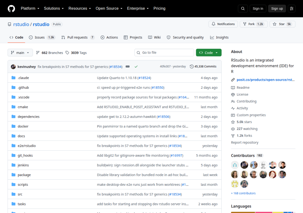 Projektsidan för RStudio Server