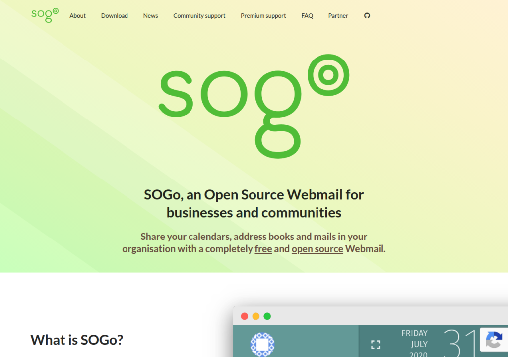 Projektsidan för SOGo