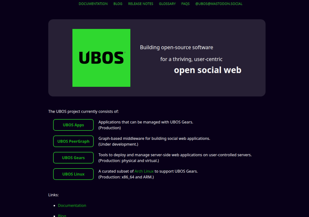 Projektsidan för UBOS