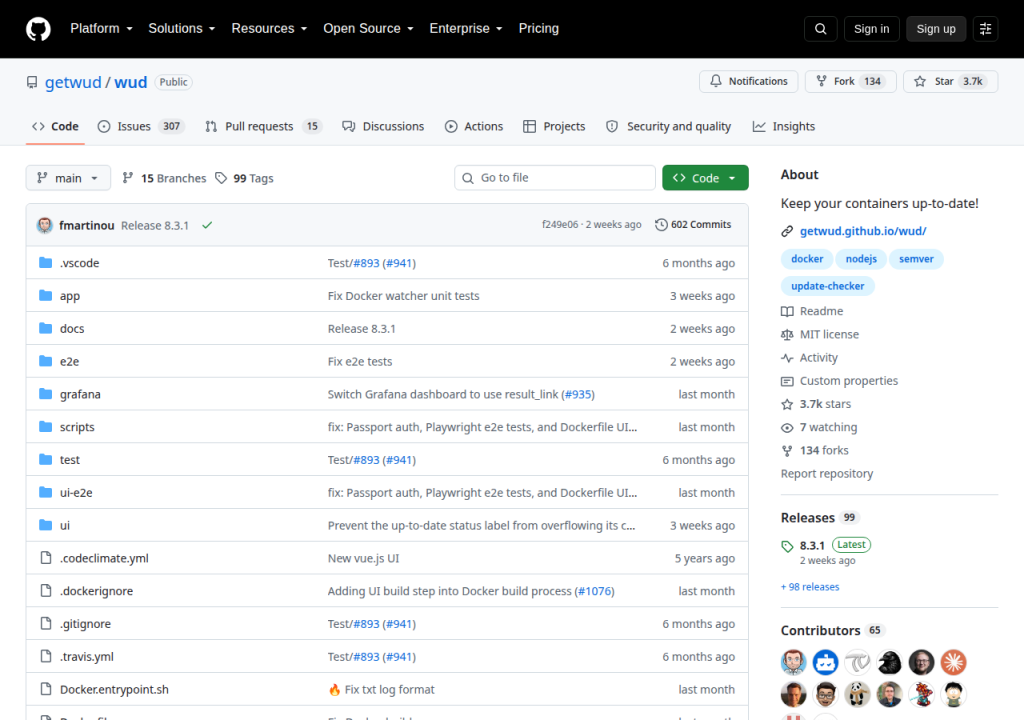 Projektsidan för Whats Up Docker